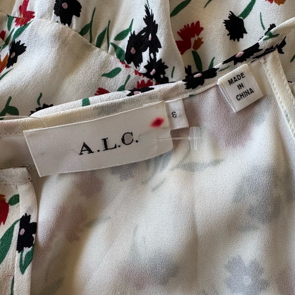 A.L.C. Richards Floral Silk Print Belted Midi Dress Size 6 - Picture 4 of 10
